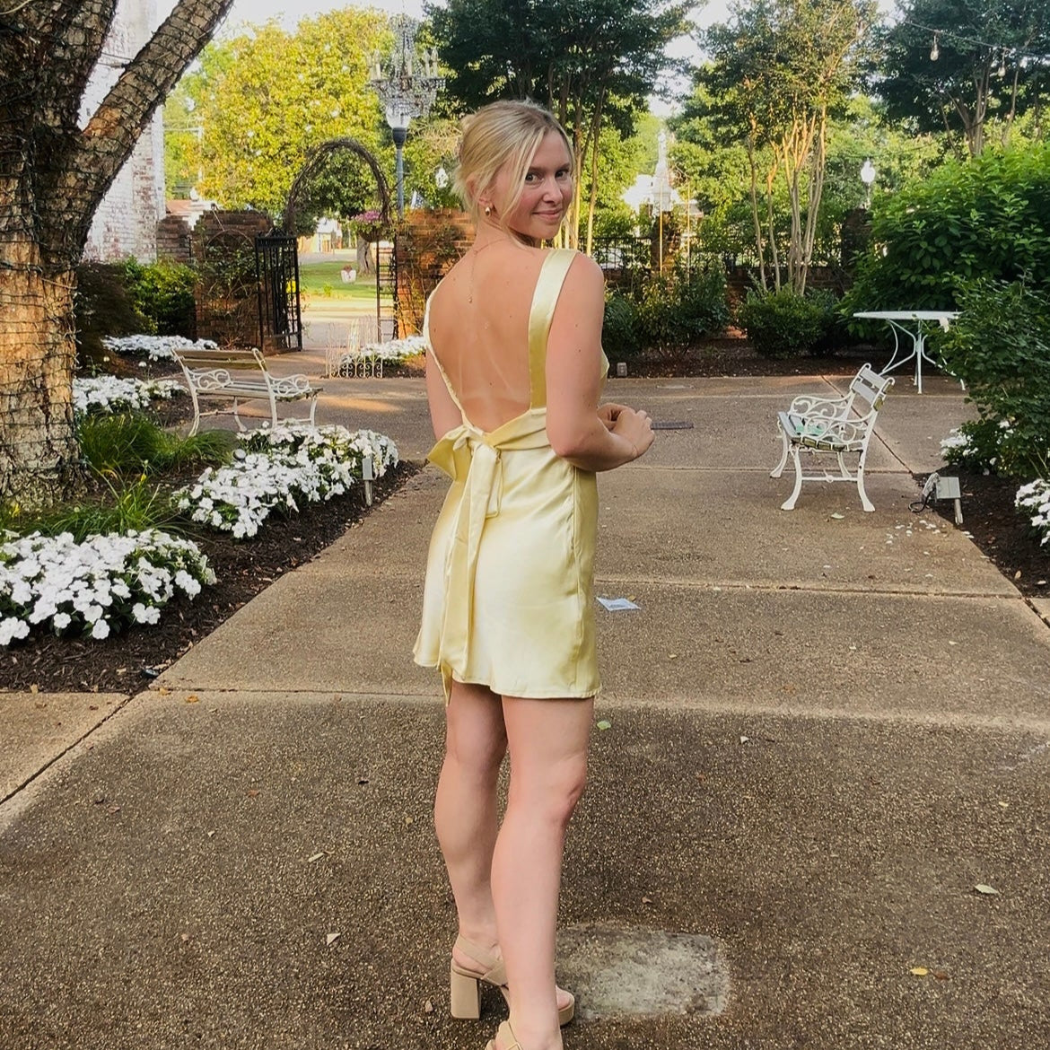 Yellow Satin Mini Dress