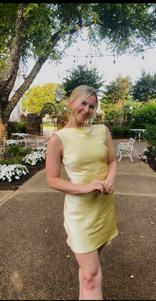 Yellow Satin Mini Dress